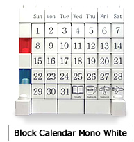 Block calendar Mono White